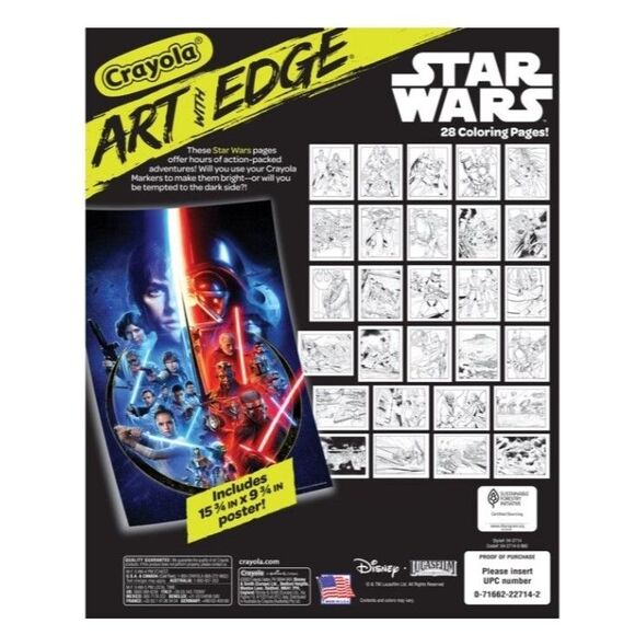 NEW Crayola Art With Edge Star Wars Coloring Book (28 Pages 1 Color Poster) Gift - Picture 2 of 7